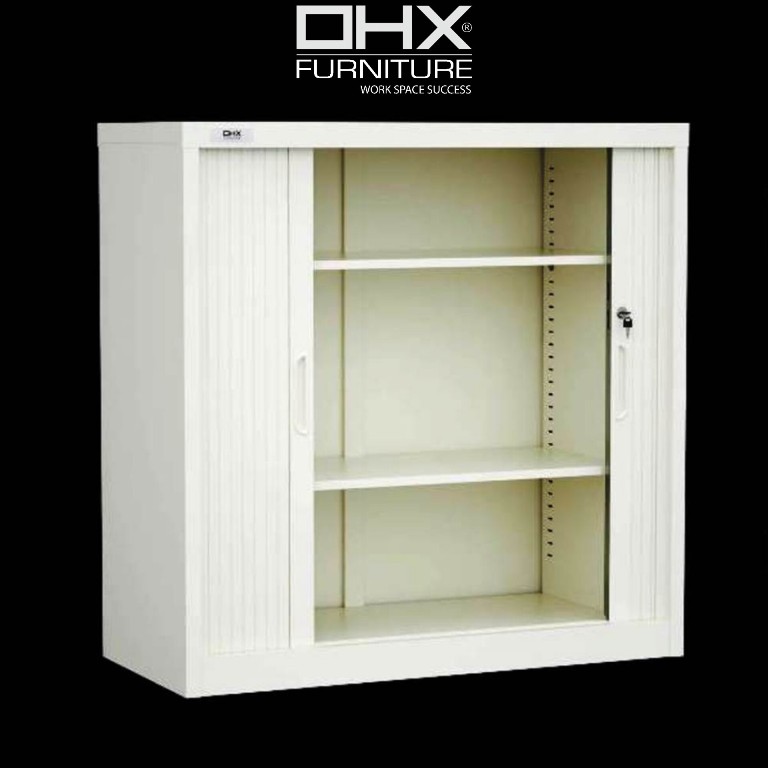 Rolling Door Cabinet White, Sliding Door Cabinet, Storage Cupboard (2).jpg